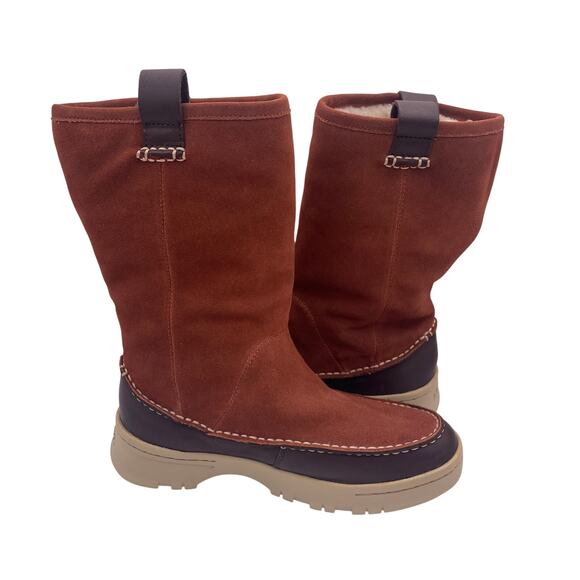 Sperry Keelan Rust Brown Suede Faux Fur Lined Winter Boots Womens 6 - Picture 5 of 8